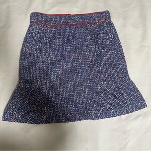 J. Crew Blue and Red Tweed Mini Skirt with fabric made in Italy size 6